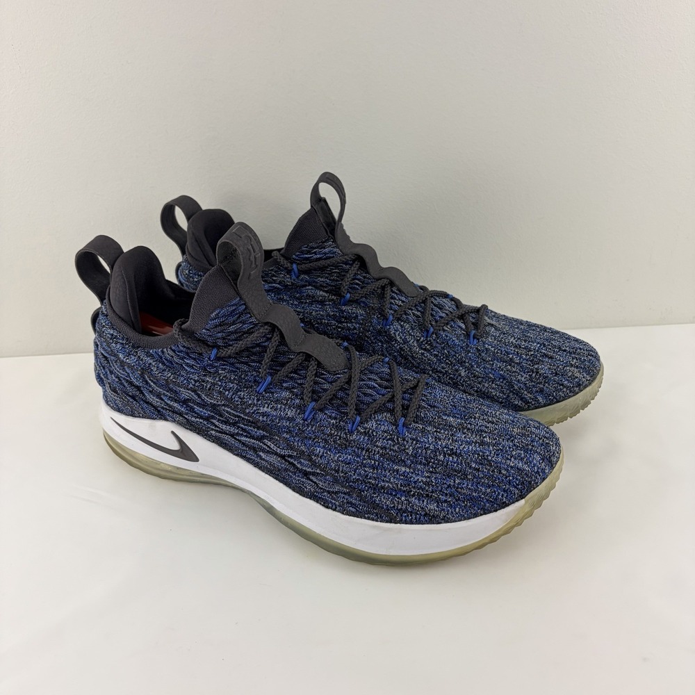 Nike LeBron 15 Low Blue Knit Basketball Shoes Men's Size 13 AO1755-400